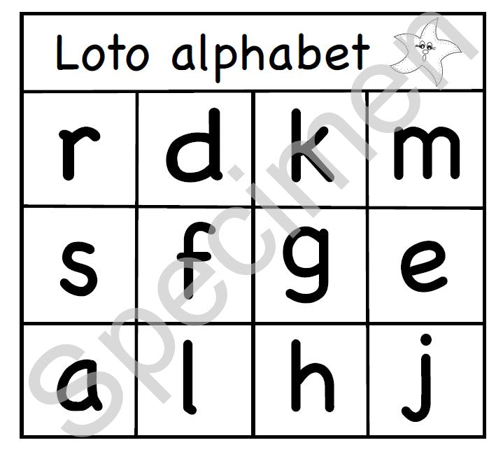 Loto alphabet lettres scriptes format PDF